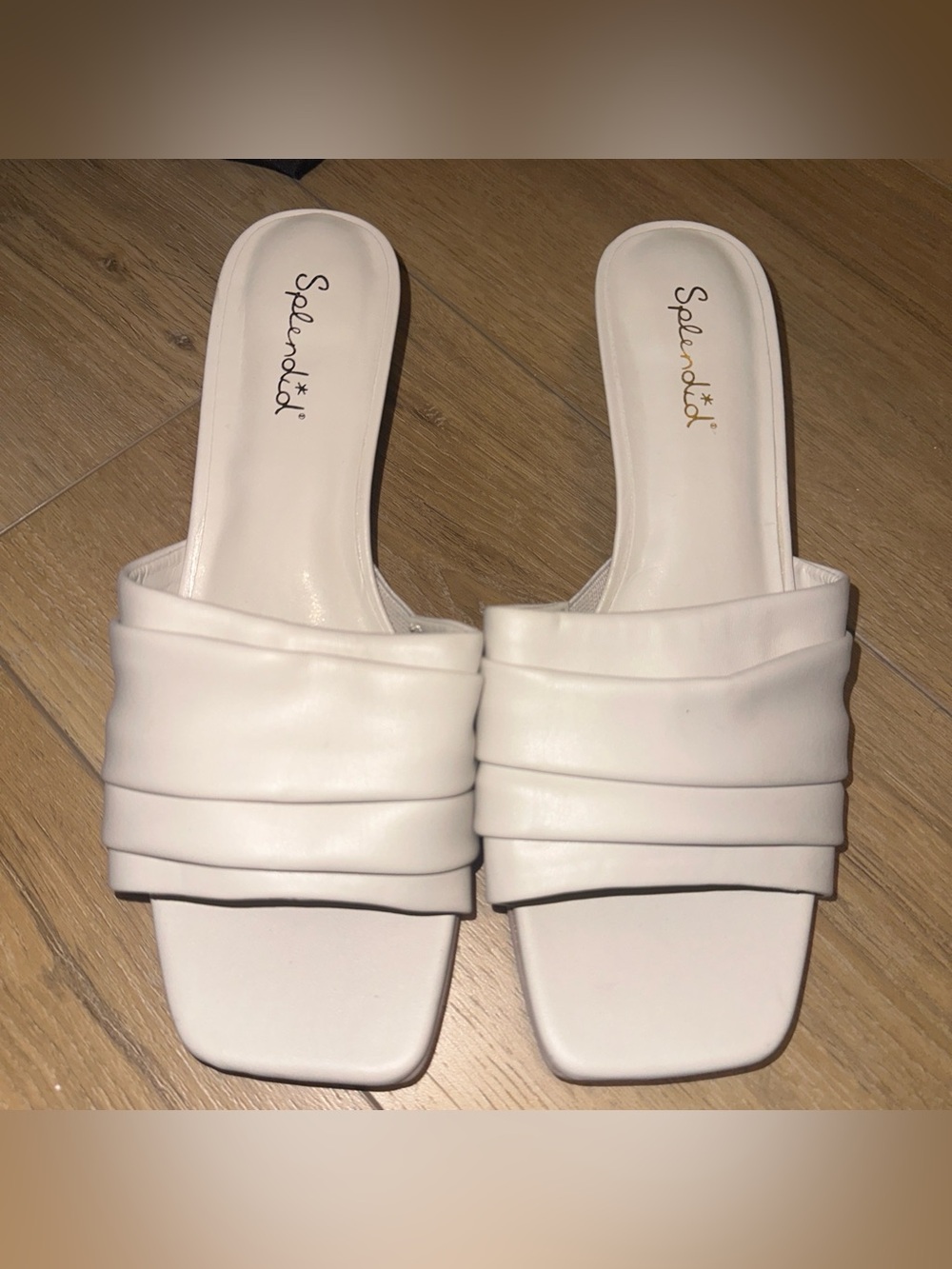 Splendid White Ruched Slide Mules for Women